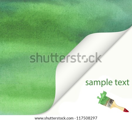paint brush green watercolor background postcard
