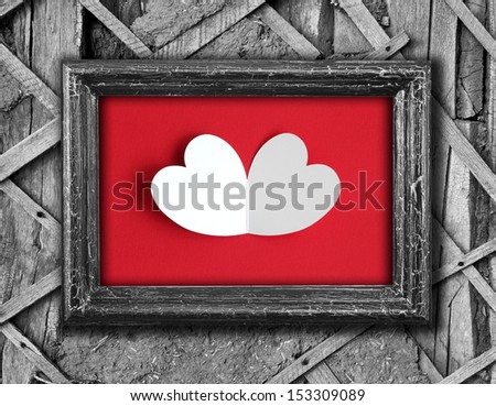 vintage picture frame love Heart card paper wall background black and white photo