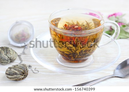 green tea mug elite Chinese romance freshness flowers