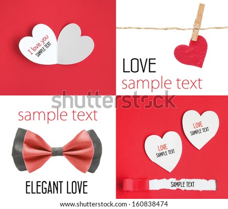 love Heart card paper romantic style clothespin rope
