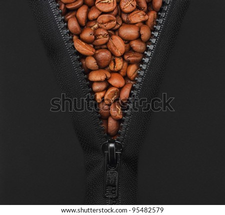 organic coffee beans, black zipper closure for clothing