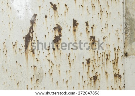 Concrete, iron, aluminum texture, with rust, white, wall, floor with crack, dents, scratches