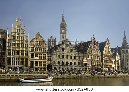 The quay of the old medieval houses an clock tower perfect view of the old europe a students favorite place