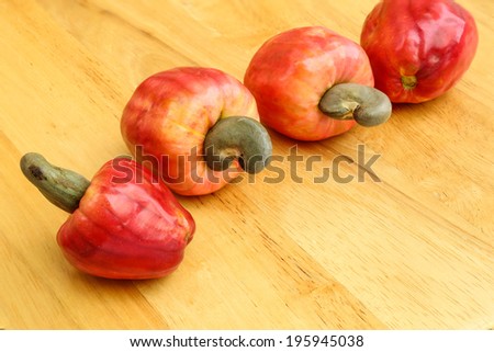 tropical cashew fruits