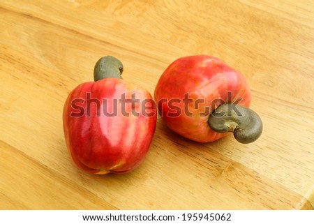 tropical cashew fruits