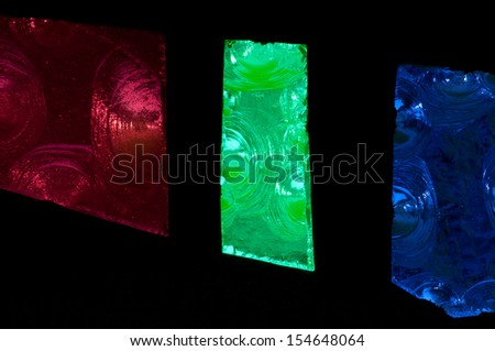 Modern abstract stained glass window made of colored slab glass
