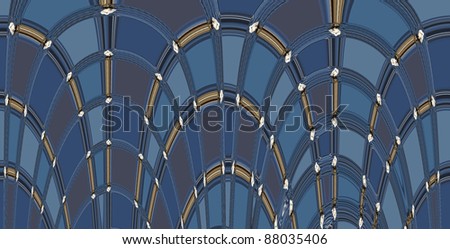 Background pattern of blue arch shapes