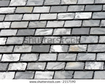 Close up of slate roof tiles.