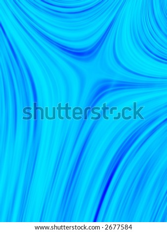 Fractal image depicting the meeting of four currents in a strong flowing blue river.