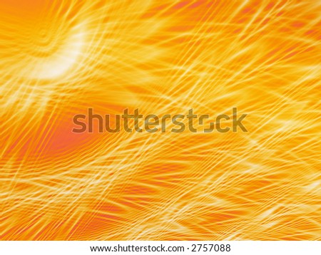 Fractal image of bright sunshine on a field of crops.