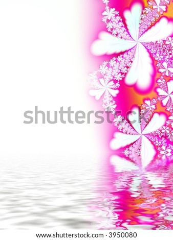 Fractal image of a spring background reflected in water with copy space.