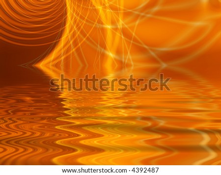 Fractal image of the abstract depiction of the sun reflected in water.