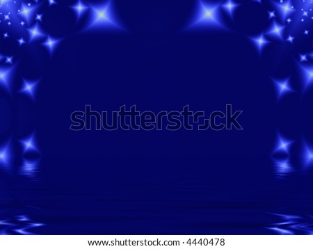 Fractal image of an abstract star galaxy or constellation background border reflected in water.