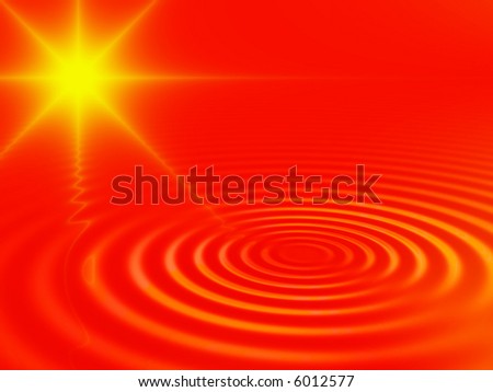 Fractal image of the abstract depiction of the sun reflected in rippled water.
