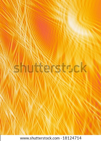 Fractal image of bright sunshine on a field of crops.