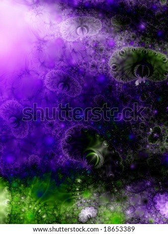 Fractal image of a fantasy abstract tropical underwater coral reef.