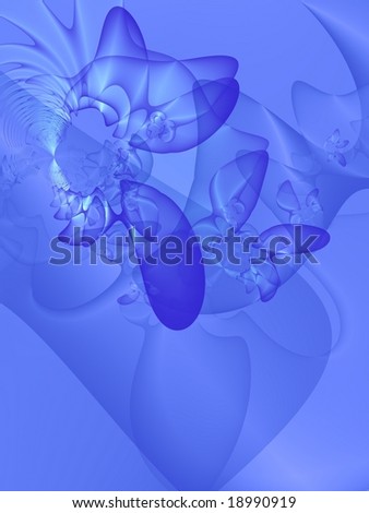Fractal image of a crumpled blue satin sheet.