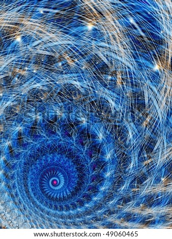 Fractal image of an abstract spiral galaxy or constellation.