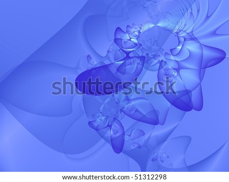 Fractal image of a crumpled blue satin sheet.