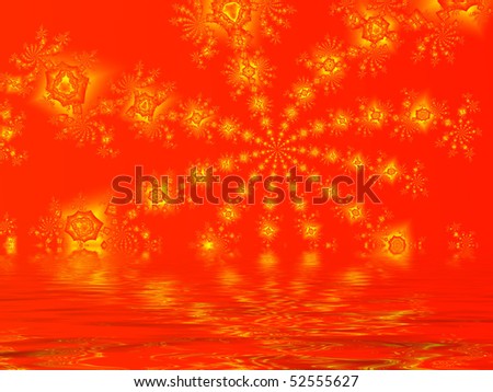 Fractal image representing a massive explosion or lit fireworks over water.
