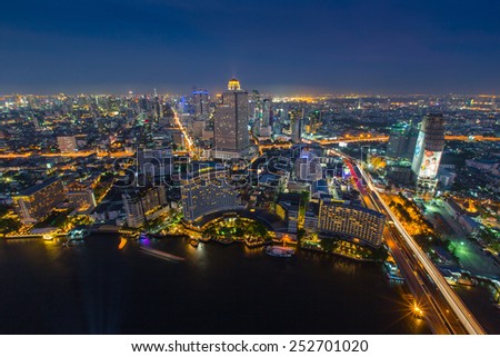Bangkok night city view/ Bangkok  22 April 2014