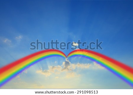 cloud blue sky background cloudy texture rainbow.Sky background landscape beam beam cloud light Rainbow.
