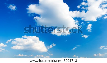 Panorama of blue cloudy sky (can be used how background or wallpaper)