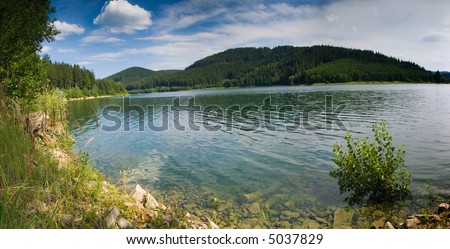 Panorama of nice lake - landscape (ideal for background or wallpaper)