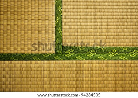Made from rice straw, Tatami Mats are the typical floor covering for traditional Japanese houses and temples. This image shows three adjacent Mats.