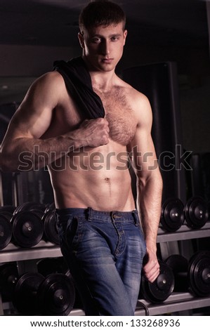 Sexy male fitness model. Fashion portrait