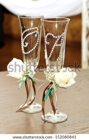 Beautiful wedding wine glasses