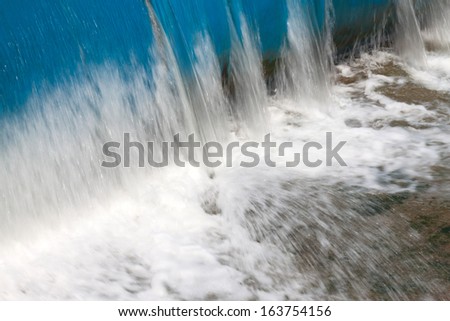 rubber dam and flowing water on a river, north china