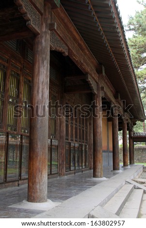Woodiness corridor in ancient China in the garden, north china