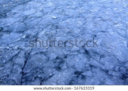 Rupture of the ice in a lake, in winter, in the Summer Palace, Beijing, north china