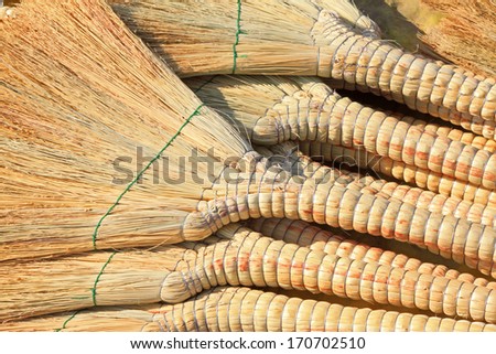 daily necessities -- broom in a market, closeup of photo