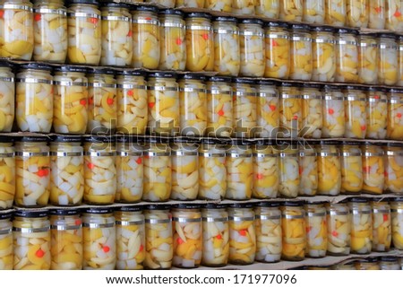 glass canned food in a shop, Chinese traditional food