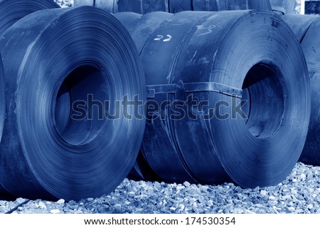 Bundles of steel strip in a warehouse, north china