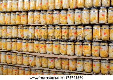 glass canned food in a shop, Chinese traditional food