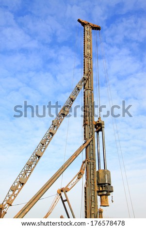 pile driving machine in construction site, north china