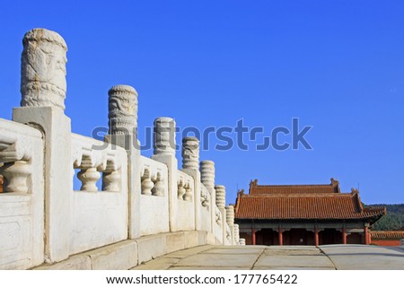 ZUNHUA - MAY 11: Ancient bridge and palace in Eastern Royal Tombs of the Qing Dynasty on May 11, 2013, Zunhua, Hebei Province, china.