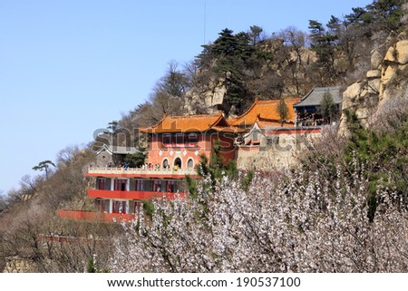 JI COUNTY - APRIL 5: traditional Chinese style temple architecture landscape, Panshan Mountain scenic spot, April 5, 2014, ji county, tianjin, China.