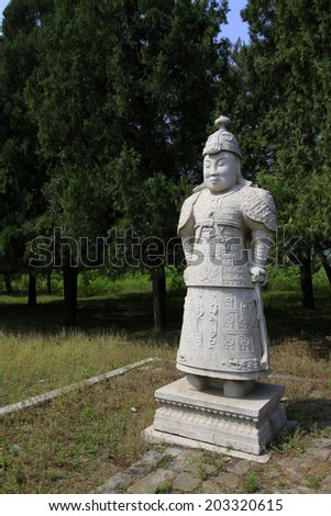 ZUNHUA MAY 18: military officer sculpture in the Eastern Tombs of the Qing Dynasty on may 18, 2014, Zunhua county, Hebei Province, China.
