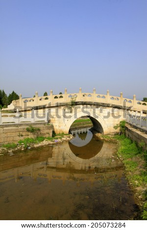 ZUNHUA MAY 18: traditional Chinese style stone bridge landscape architecture, Eastern Tombs of the Qing Dynasty on may 18, 2014, Zunhua county, Hebei Province, China.