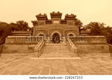 Chinese traditional style building in an ancient garden, north china