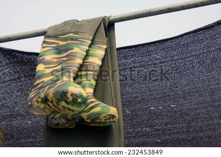 Boot cut hung in the market, closeup of photo