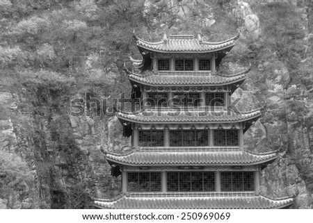 Taoist architectural landscape at the top of the mountain, Aries Valley, Qian\'an city, Hebei Province, China
