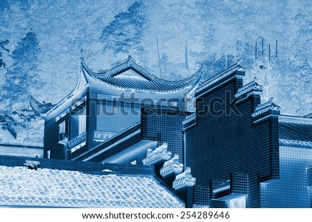 Horse head wall in antique buildings, in Zhangjiajie scenic area, Hunan, China