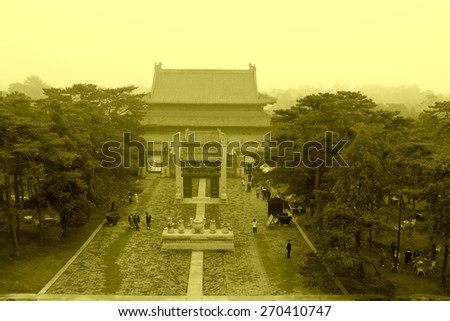 Chinese ancient architecture landscape in the Eastern Royal Tombs of the Qing Dynasty on May 13, 2012, Zunhua City, Hebei Province, china.