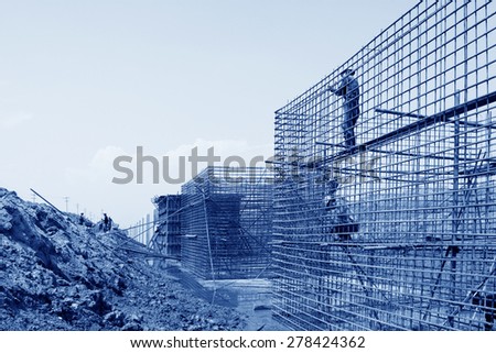Sea water retaining engineering construction site, northern china