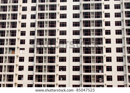 windows in unfinished building in china